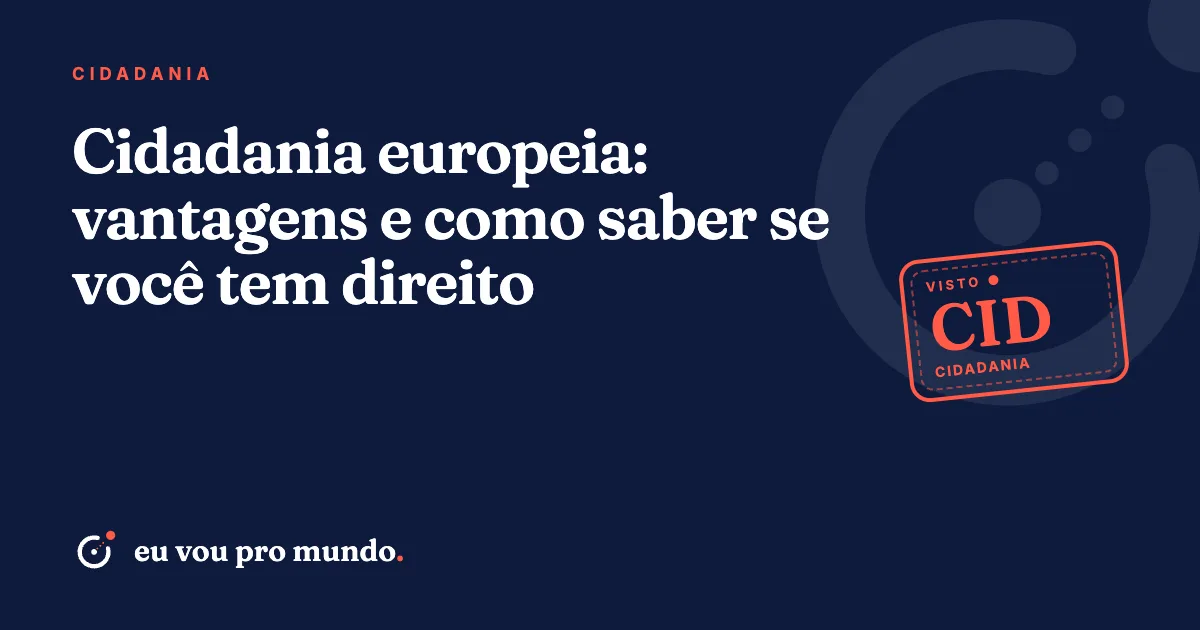 Mapa da Europa com passaportes italiano, português e espanhol ao lado de certidões antigas de família
