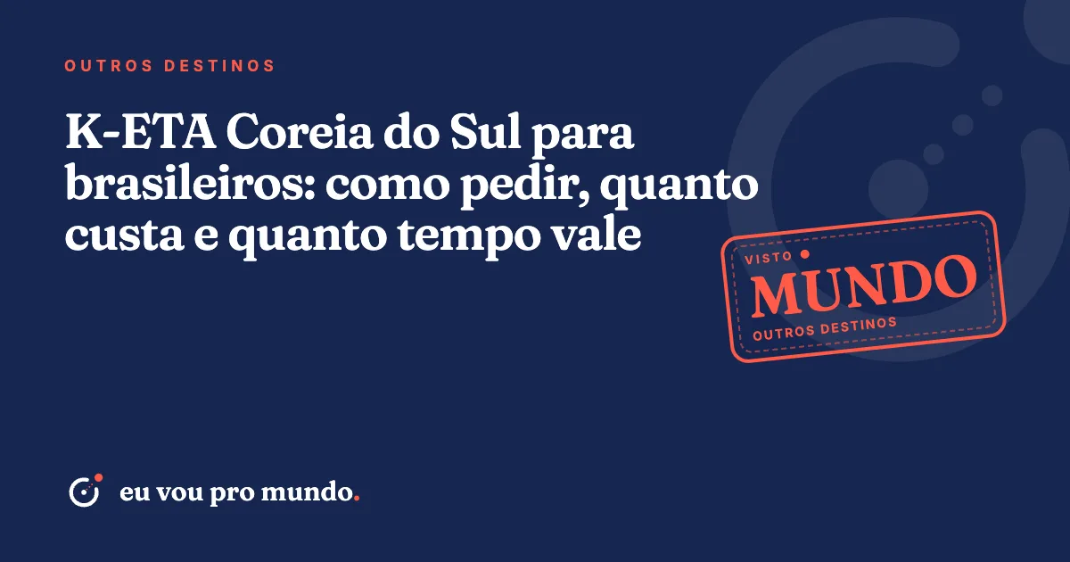 Viajante com passaporte brasileiro e celular aberto no pedido da K-ETA, com o skyline de Seul ao fundo