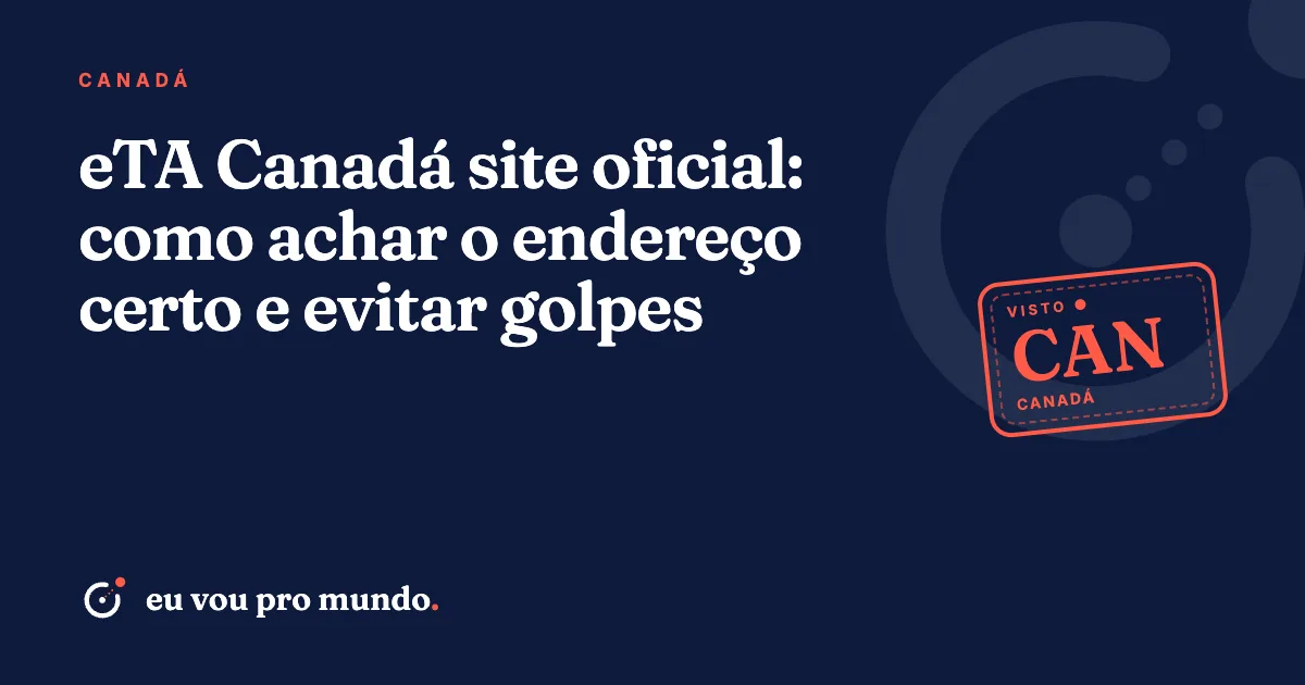 Viajante brasileiro conferindo no notebook o site oficial do eTA do Governo do Canadá com passaporte em mãos