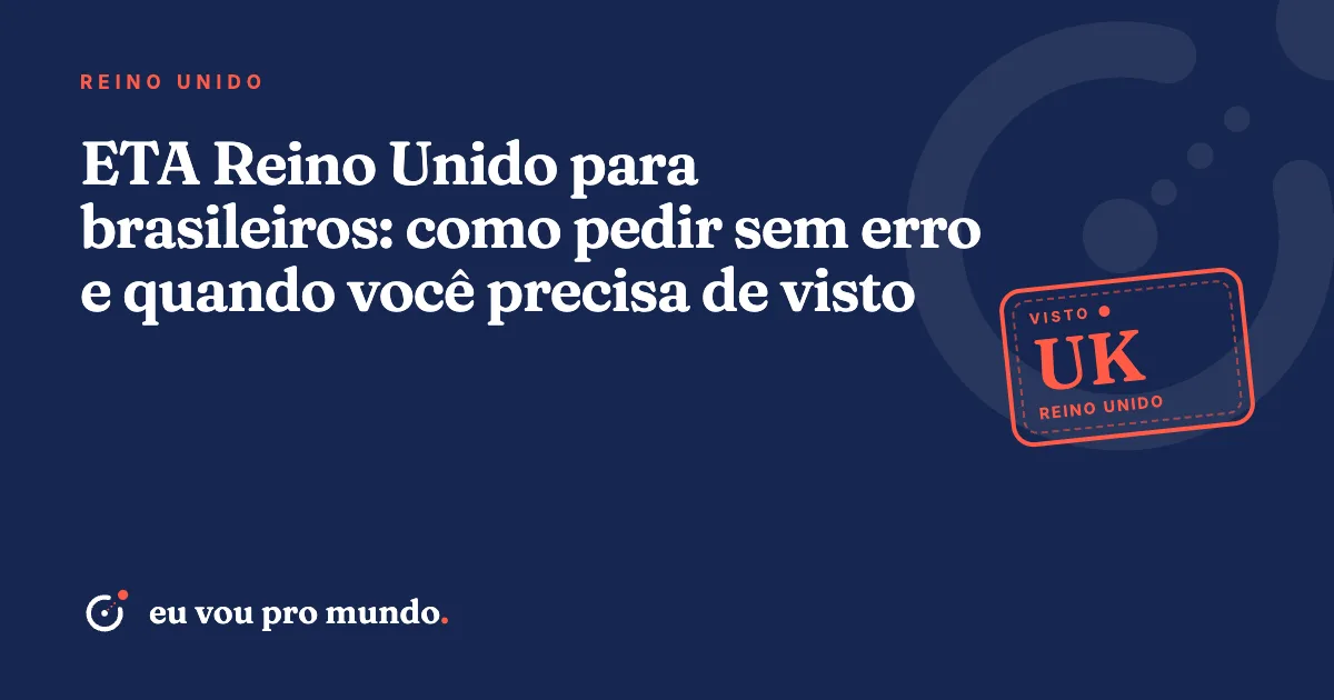 Viajante brasileira com passaporte e celular aberto no app oficial UK ETA, com o Big Ben de Londres ao fundo