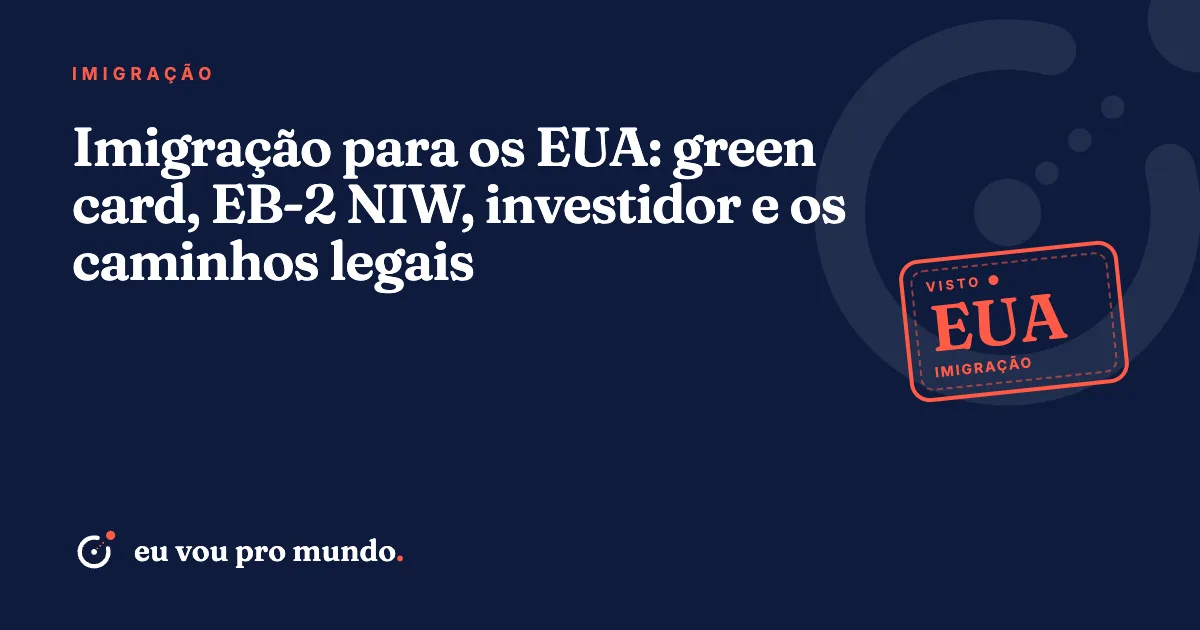 Família brasileira com passaportes e documentos de imigração diante de uma bandeira dos Estados Unidos
