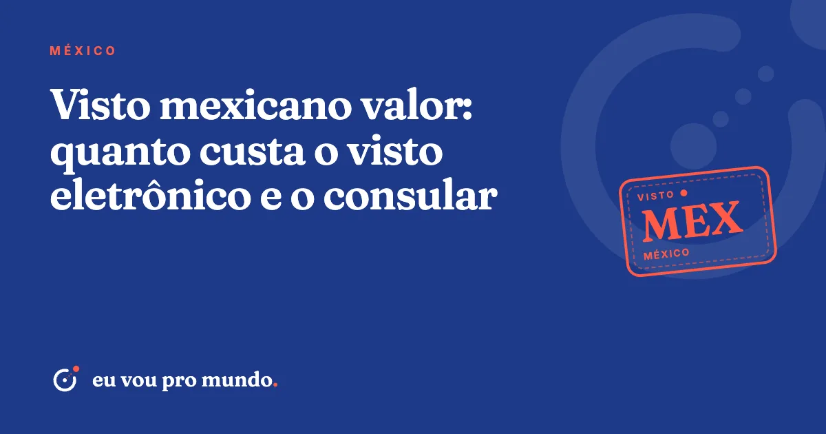 Passaporte brasileiro sobre mapa do México ao lado de cartão e notas de dólar, ilustrando o valor do visto mexicano