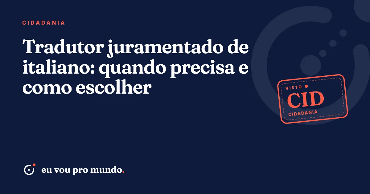 Certidões brasileiras e traduções em italiano com carimbo de tradutor público sobre uma mesa