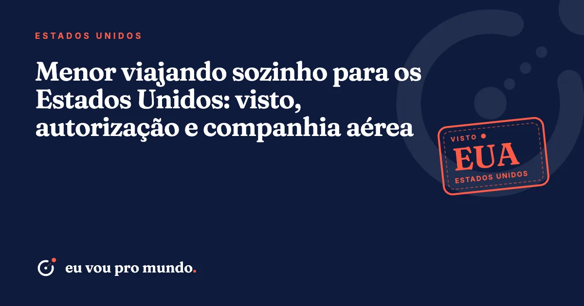 Adolescente com mochila e passaporte no aeroporto, pronto para embarcar sozinho para os Estados Unidos