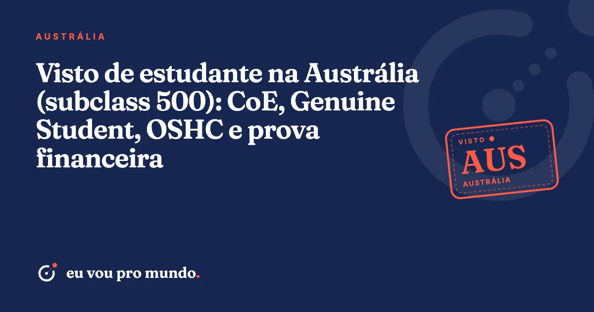 Estudante brasileira com mochila e documentos de matrícula em frente a um campus universitário na Austrália
