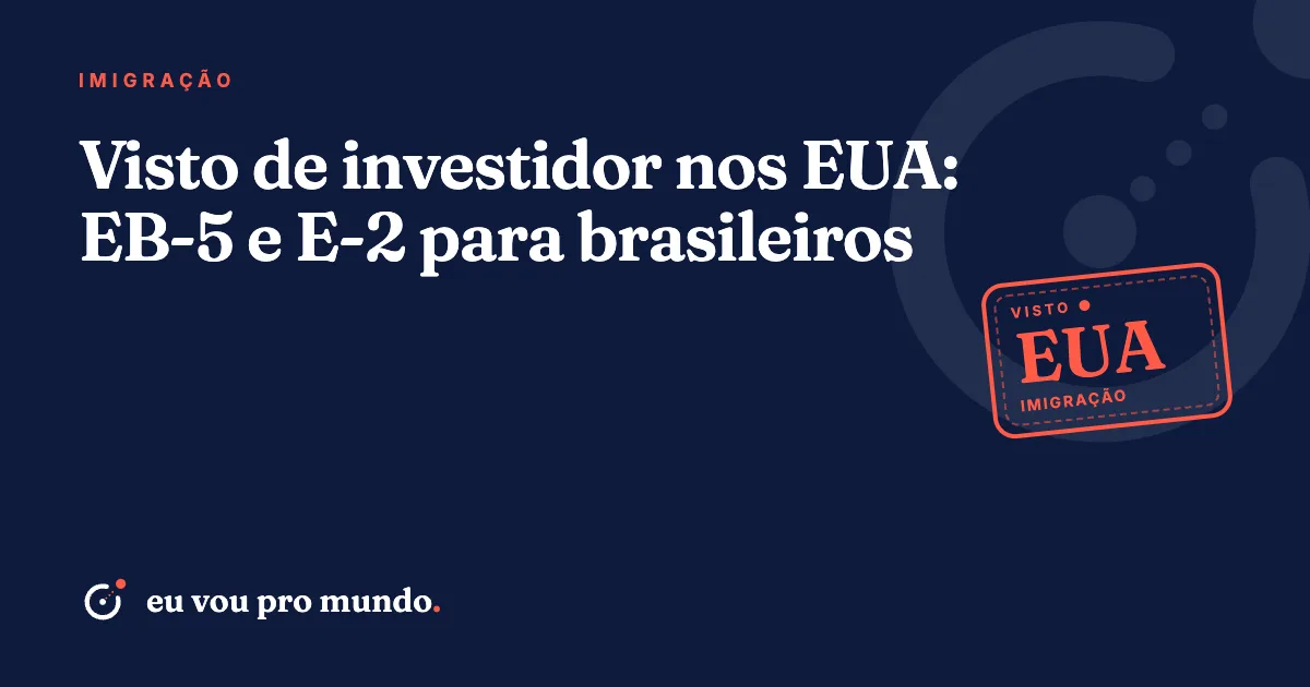 Empresário brasileiro analisando documentos de investimento com a bandeira dos Estados Unidos ao fundo