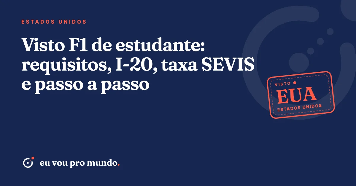 Estudante brasileira com passaporte e formulário I-20 em frente a um campus universitário nos Estados Unidos