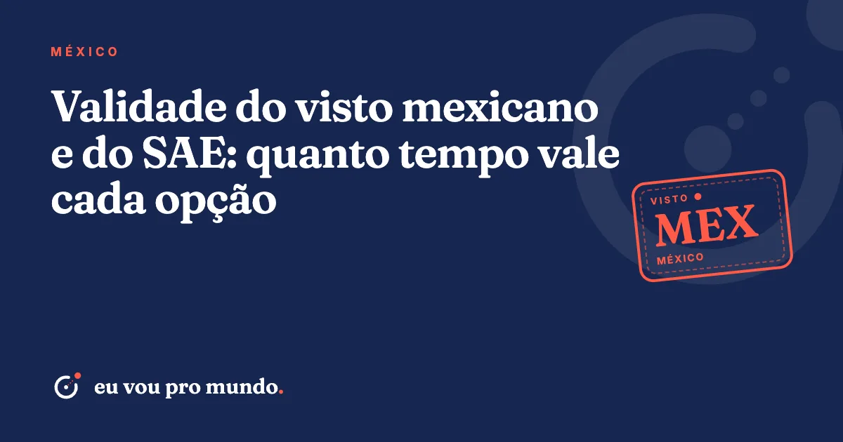 Passaporte brasileiro com visto mexicano aberto ao lado de calendário marcando a data de validade