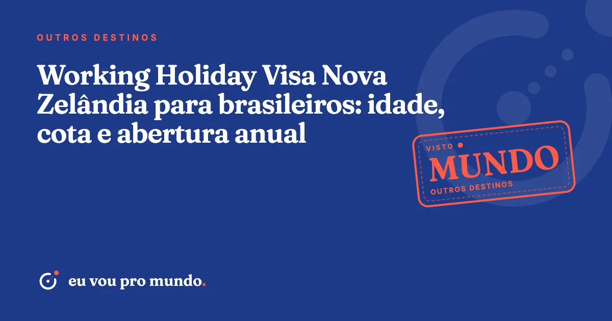 Jovem brasileiro com mochila diante de montanhas e lago na Nova Zelândia, planejando temporada de Working Holiday